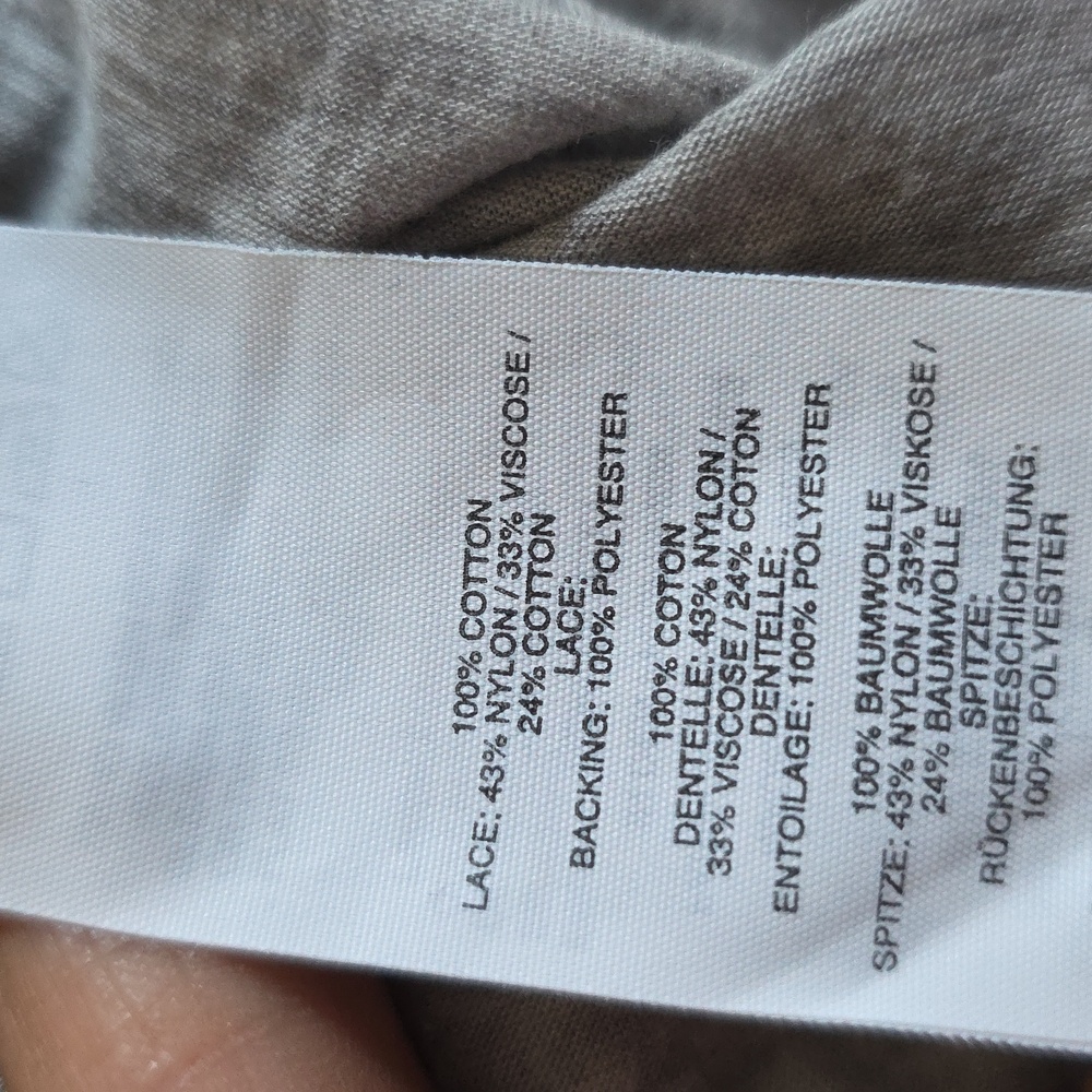 J.Crew Gray Topped with Cream Lace Detail T-shirt L - Picture 6 of 6